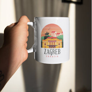 Zagreb Kroatien Cityscape Vintage Kaffemugg