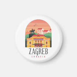 Zagreb Kroatien Cityscape Vintage Magnet