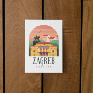 Zagreb Kroatien Cityscape Vintage Vykort