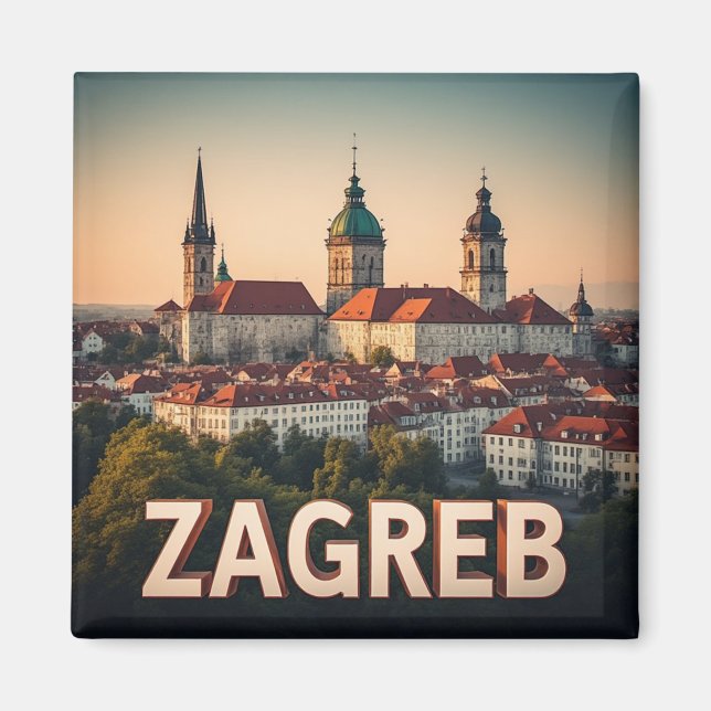 Zagreb Kroatien Gamla Stan Historia Arkitektur Magnet (Framsidan)