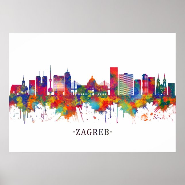 Zagreb Kroatien Skyline Poster (Framsidan)