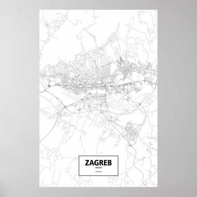 Zagreb, Kroatien (svart på vitt) Poster (Framsidan)
