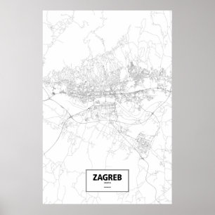 Zagreb Kroatien (svarten på vit) Poster