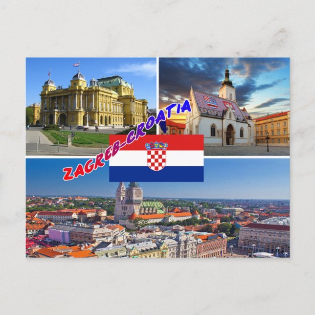Zagreb Kroatien Vykort (Framsida)