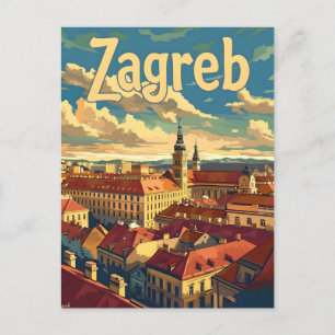 Zagreb Kroatiens Vintage Vykort