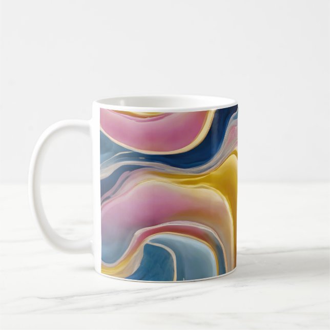 “Zahara”. Virvlar av blåtoner, rosa och sand. Kaffemugg (Vänster)