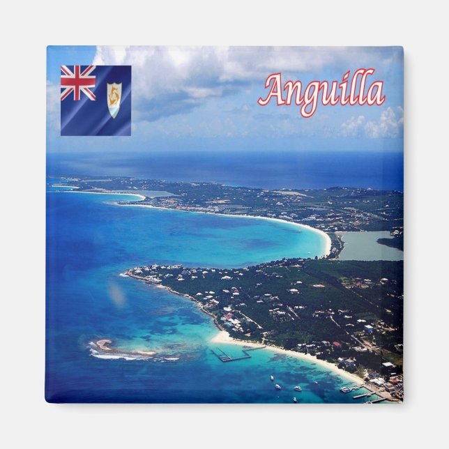 zAI007 ANGUILLA, Aerial View, Fridge Magnet (Framsidan)