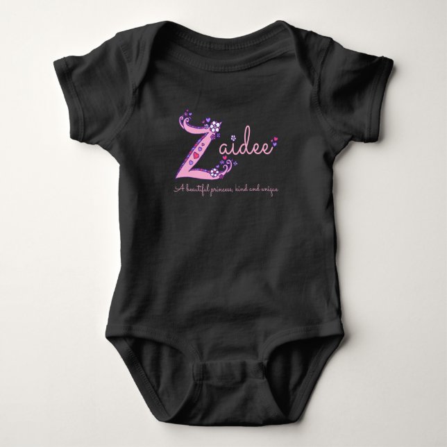 Zaidee-flickor Z namn, anpassningsbar baby kläder Tee (Framsida)