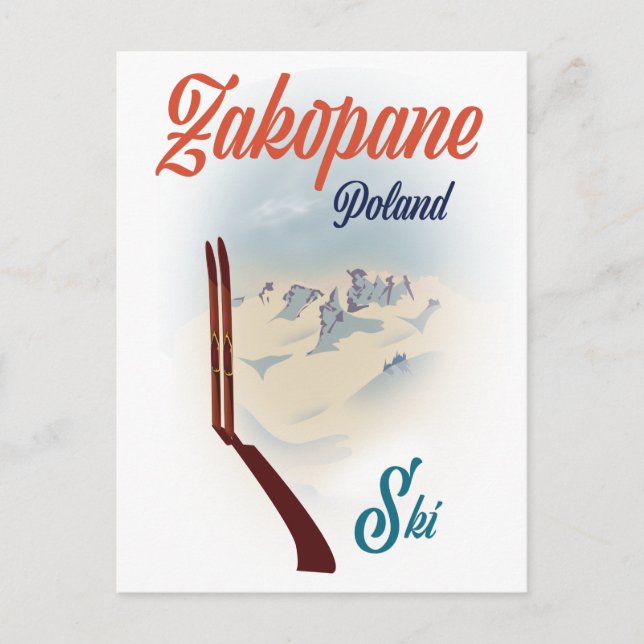 Zakopane Poland ski-skidposter Vykort (Framsida)