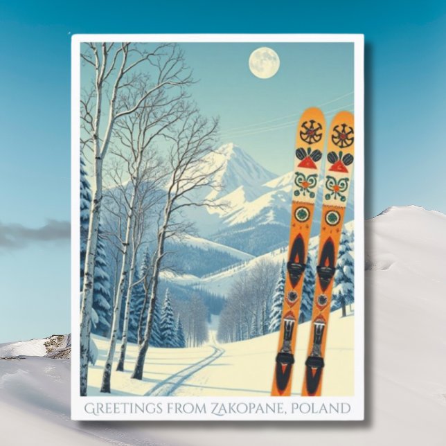 Zakopane Polen skidresa retro vykort (Skapare uppladdad)