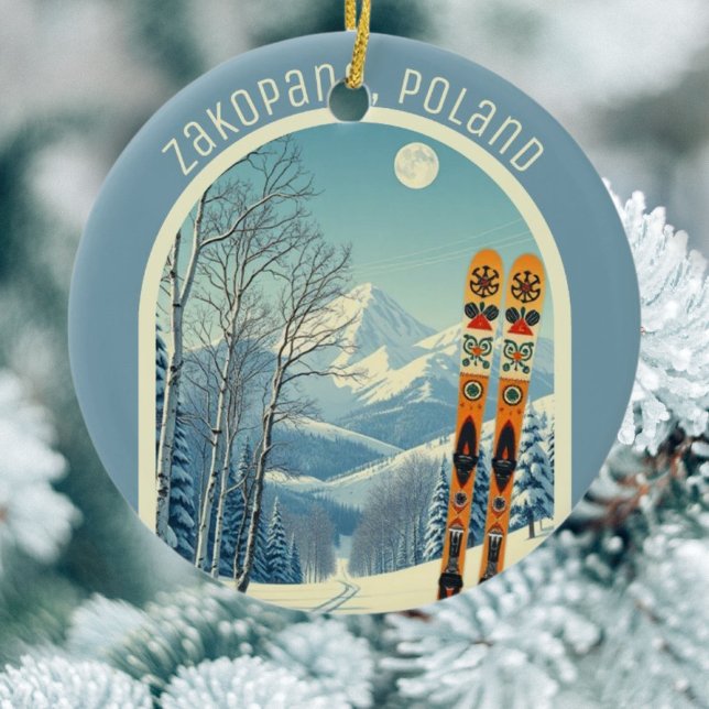 Zakopane Polen Tatra Mountains ski souvenir Julgransprydnad Keramik (Skapare uppladdad)