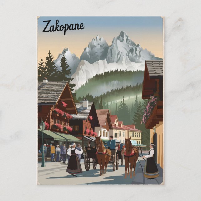 Zakopane Polen vintage Vykort (Framsida)