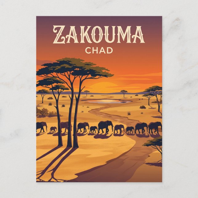 Zakouma nationalpark Tchad Vykort (Framsida)