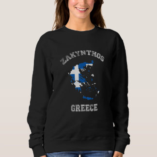 Zakynthos Greece Classic Greece Flag Map Design T Shirt