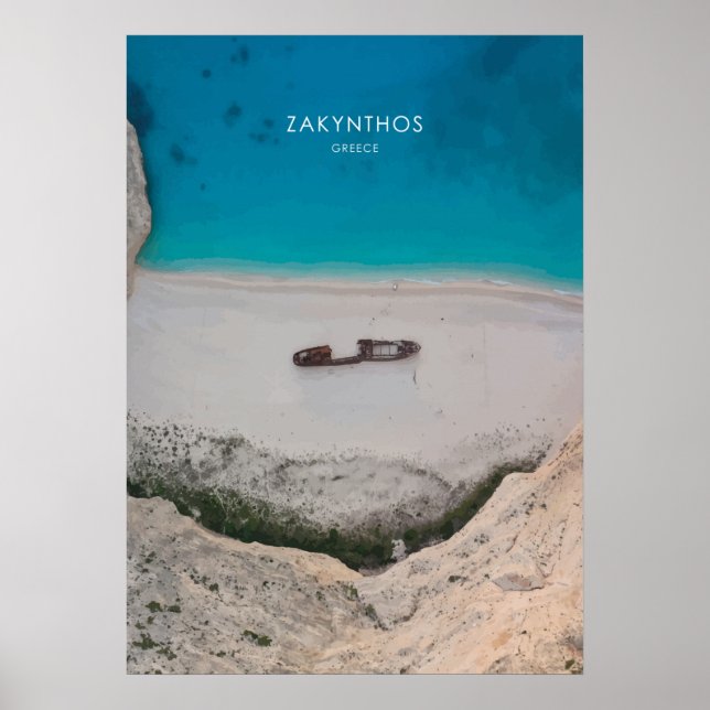 Zakynthos, Greece Travel Artwork Poster (Framsidan)