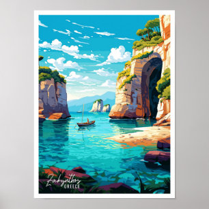 Zakynthos Greece Vintage resor Illustration Poster