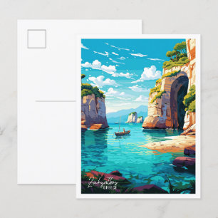 Zakynthos Greece Vintage resor Illustration Vykort