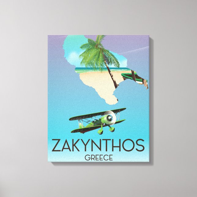Zakynthos Grekland karta reseskylt Canvastryck (Framsida)