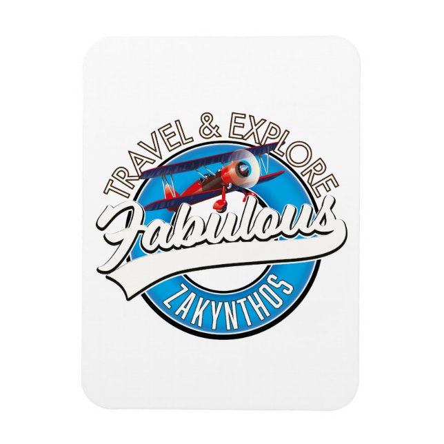 Zakynthos logotyp i en vacker retro stil. magnet (Vertikal)