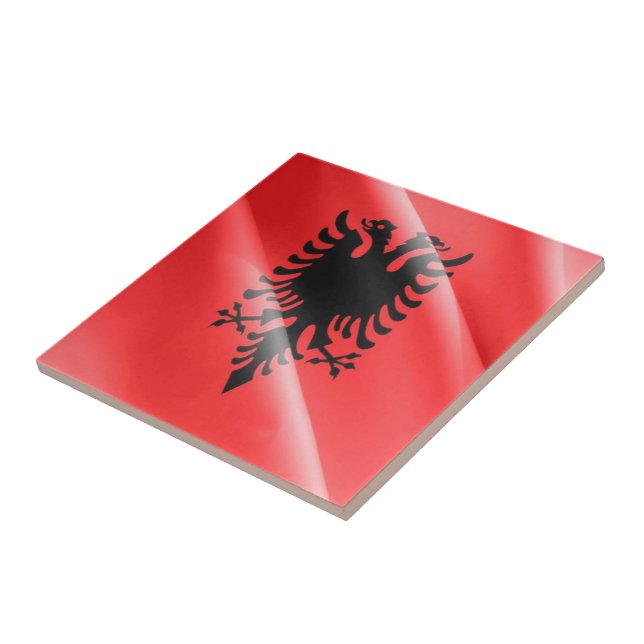 zAL002 Albansk wave FLAGGA, Albanien Kakelplatta (Sidan)