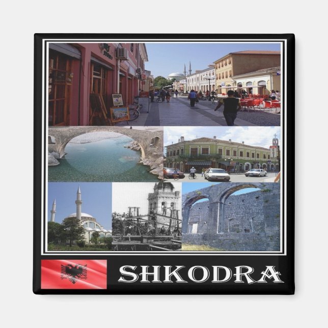 zAL007 SHKODËR Mosaic Albanien, Fridge Magnet (Framsidan)