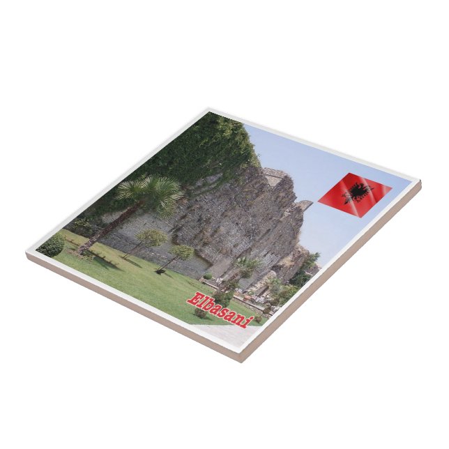 zAL009 ELBASAN Castle Albanien Kakelplatta (Sidan)