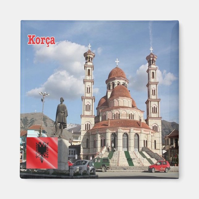 zAL011 KORÇË Albanien, Fridge Magnet (Framsidan)
