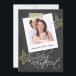 Zalig Kerstfeest Chalkboard Photo Ram och Tape<br><div class="desc">Underbart hälsning-kort för jul med texten Zalig Kerstfeest - nederländska katolska templa platta kort ...  Chalkboard och Photo Ram med stripe-tejp och guld stjärnor svart och vit design ...  X-Mas/platta helgdag som du kan använda för att anpassa med ditt eget foto och text från Ricaso</div>