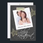 Zalig Kerstfeest Chalkboard Photo Ram och Tape<br><div class="desc">Underbart hälsning-kort för jul med texten Zalig Kerstfeest - nederländska katolska templa platta kort ...  Chalkboard och Photo Ram med stripe-tejp och guld stjärnor svart och vit design ...  X-Mas/platta helgdag som du kan använda för att anpassa med ditt eget foto och text från Ricaso</div>