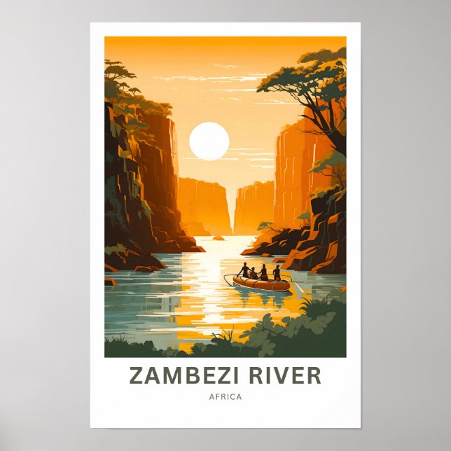 Zambezi River Afrika Travel Print Poster (Framsidan)
