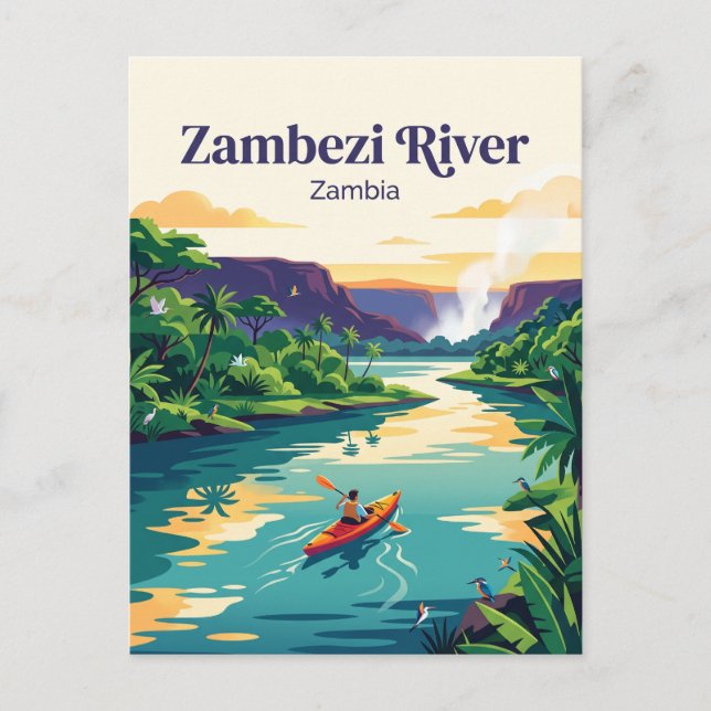 Zambezifloden, Zambia Vykort (Framsida)