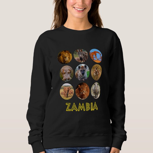 Zambia African Animals Wildlife and Nature T Shirt (Framsida)