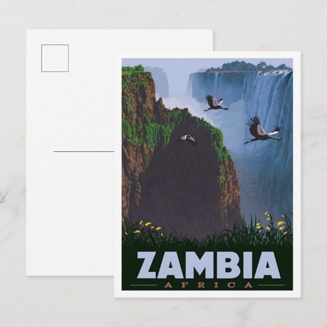 Zambia Afrika Vintage Resa  Vykort (Fram/baksida)