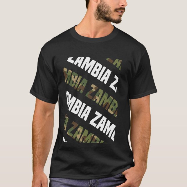 Zambia Camo Mönster Grönt Camouflage T Shirt (Framsida)