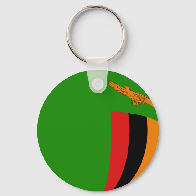 Zambia Fisheye Flagga Keychain Nyckelring (Framsida)