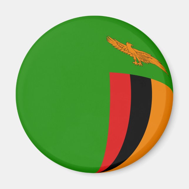 Zambia Fisheye Flagga Magnet (Framsidan)