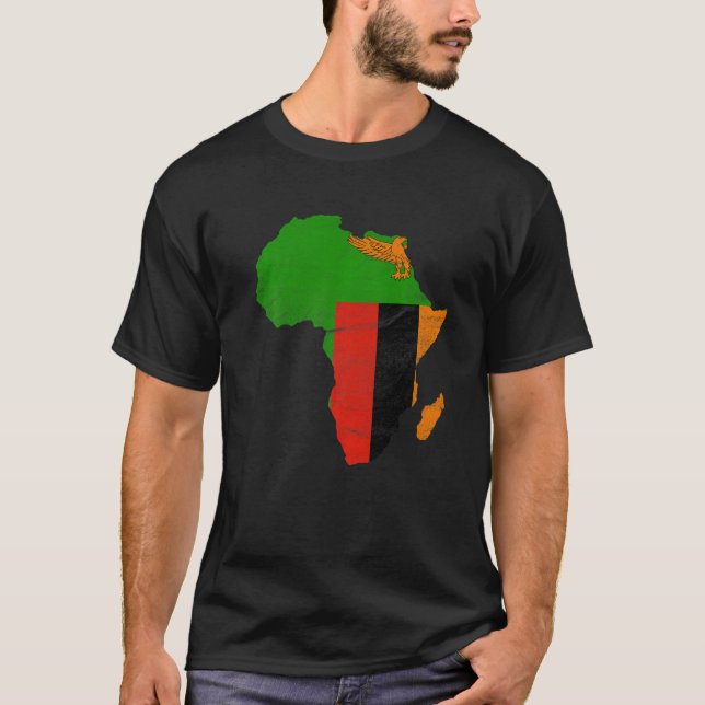 Zambia Flag Africa Continent Silhouette Gift for Z T Shirt (Framsida)