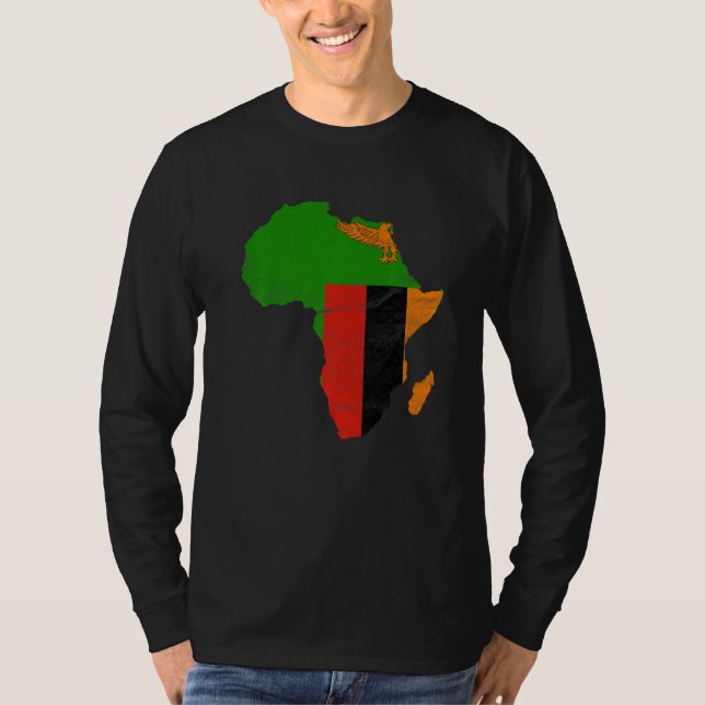 Zambia Flag Africa Continent Silhouette Gift for Z T Shirt (Framsida)
