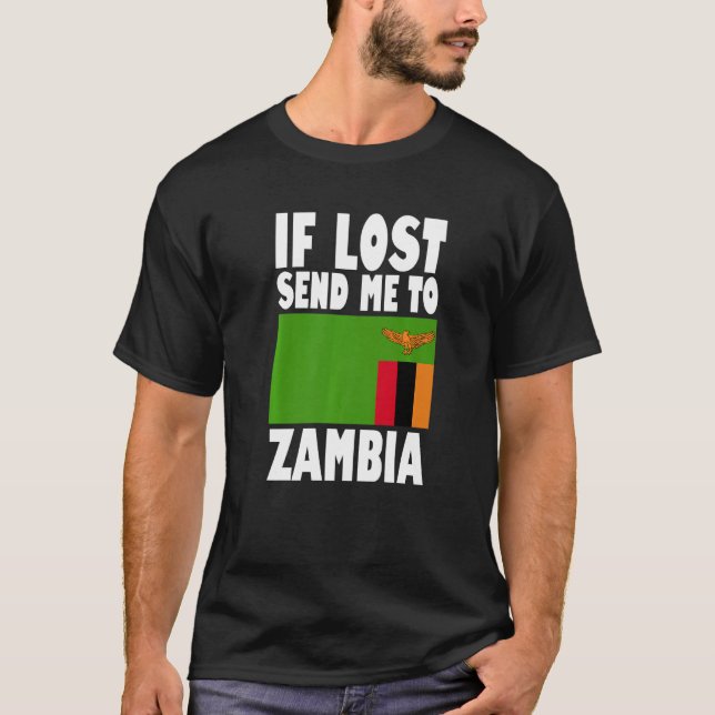 Zambia Flag Design  If lost send me to Zambia Prem T Shirt (Framsida)