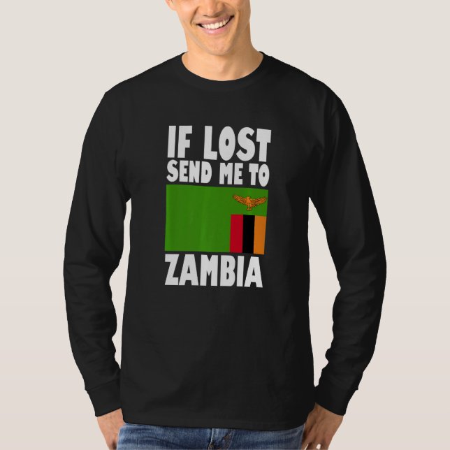Zambia Flag Design  If lost send me to Zambia Prem T Shirt (Framsida)