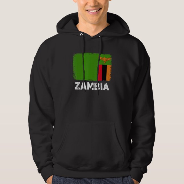 Zambia Flag   Support Zambian People Women Men   Hoodie (Framsida)