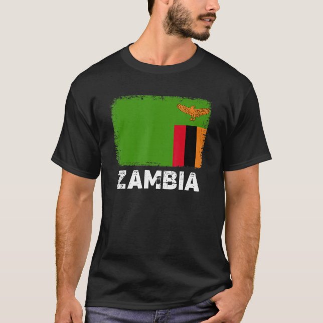 Zambia Flag   Support Zambian People Women Men   T Shirt (Framsida)
