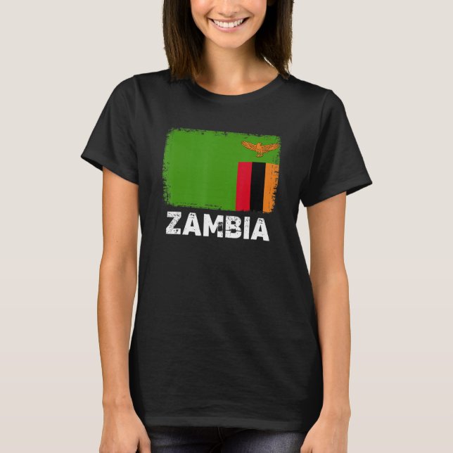 Zambia Flag   Support Zambian People Women Men   T Shirt (Framsida)