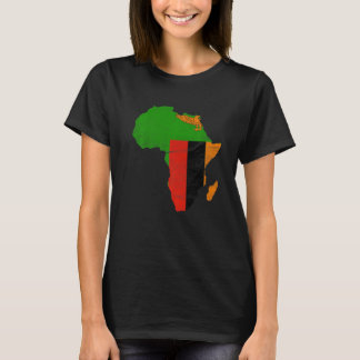 Zambia Flagga Afrika Kontinent Silhuett Present fö T Shirt