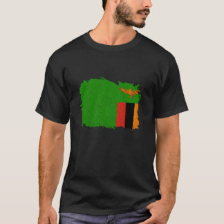 Zambia Flagga Arv Zambiska Rötter Vintage Zambisk T Shirt