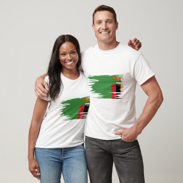 Zambia Flagga Brush Art T Shirt (Unisex)