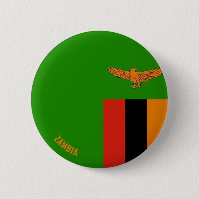 Zambia Flagga Charming Patriotic Knapp (Framsida)