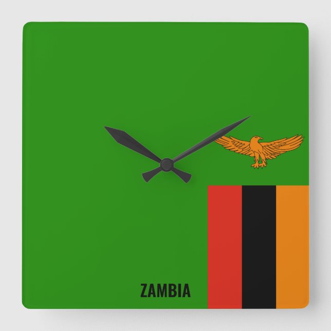 Zambia Flagga Dazzling Patriotic Fyrkantig Klocka (Framsida)
