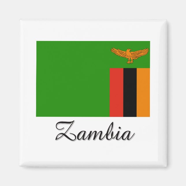 Zambia Flagga Design Magnet (Framsidan)