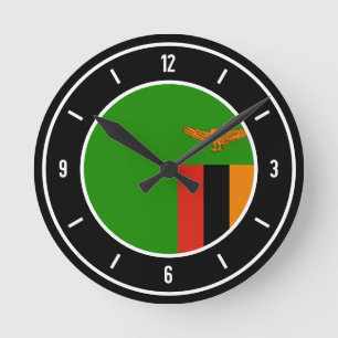 Zambia Flagga Elegant Rund Klocka